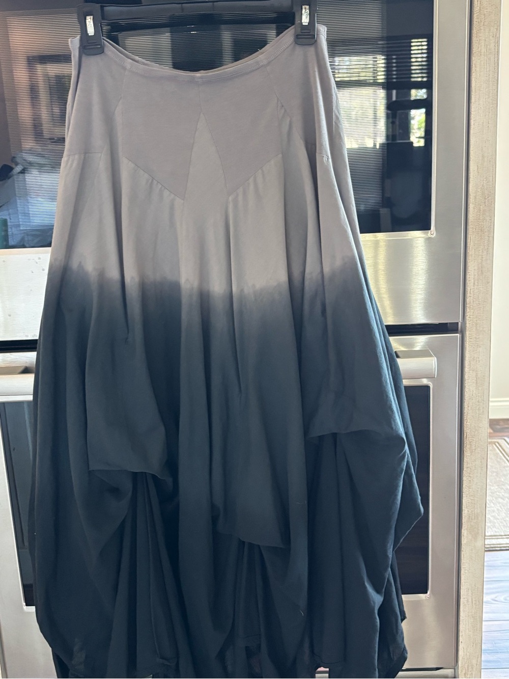 Luna Luz lux design Lagenlook gradient print asymmetrical midi maxi skirt M